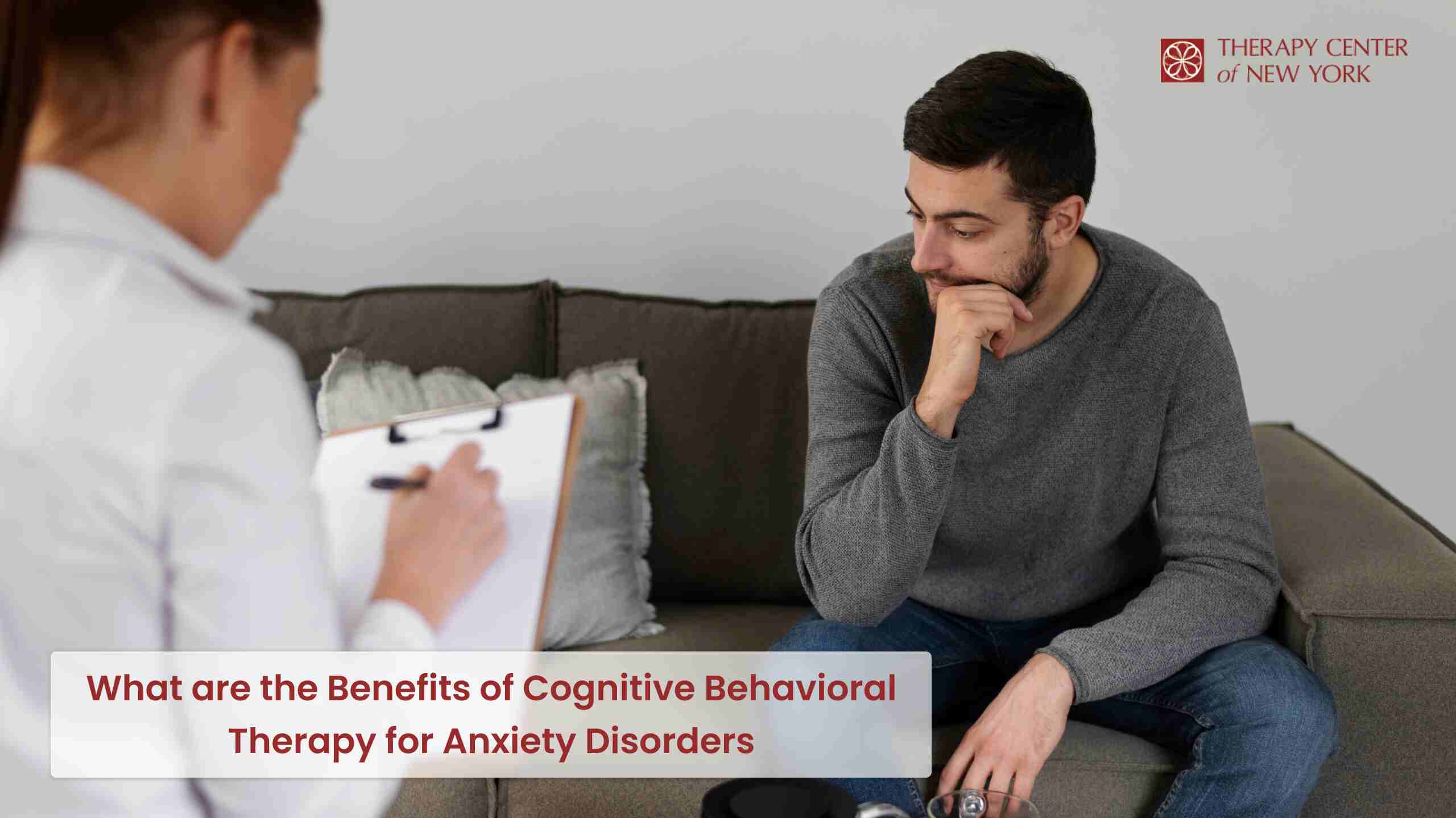 Therapist guiding a patient through Cognitive Behavioral Therapy for anxiety.