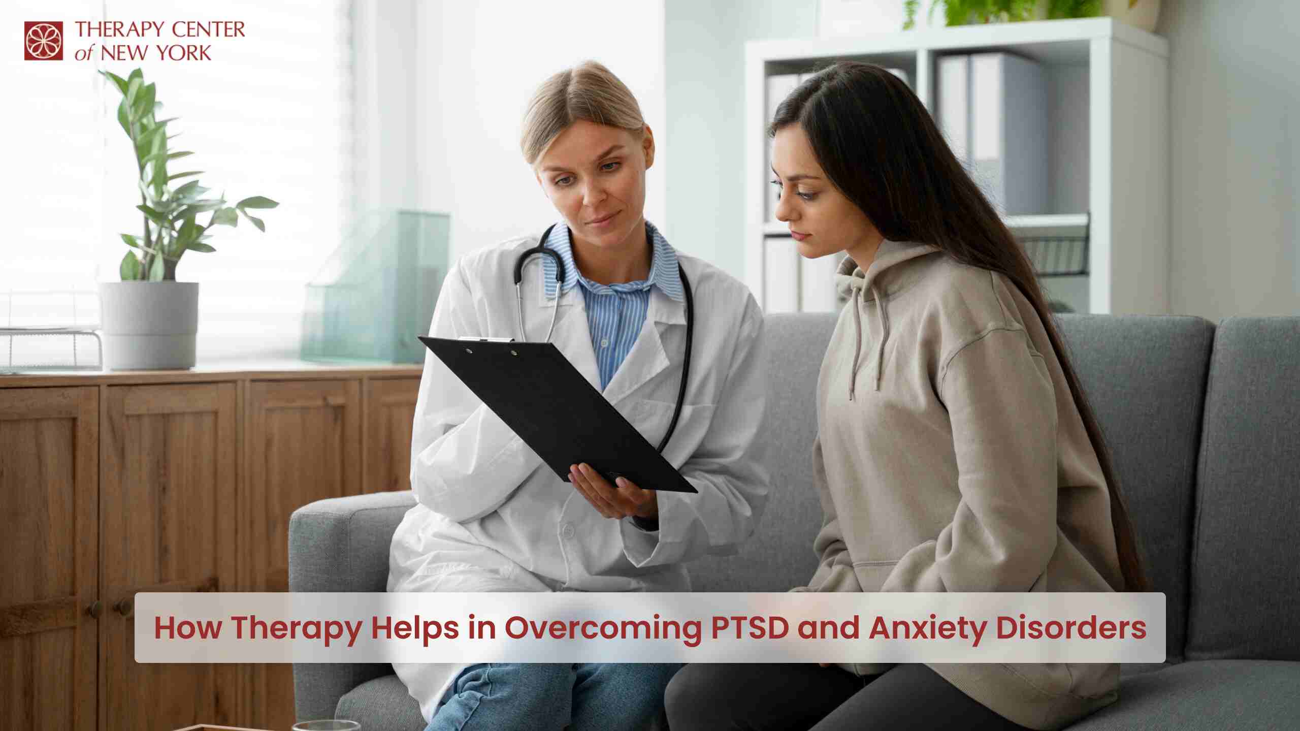 Therapist guiding patient through PTSD and anxiety therapy session